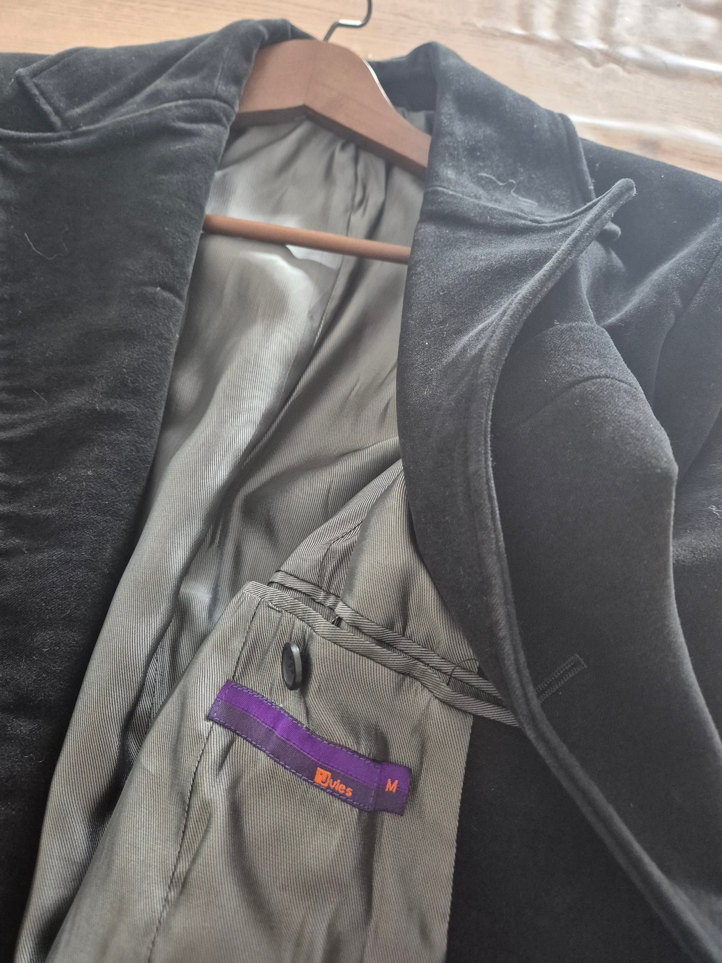 veste longue noir velour