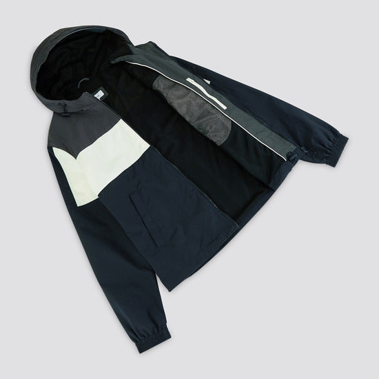 Blouson nylon colorblock à capuche