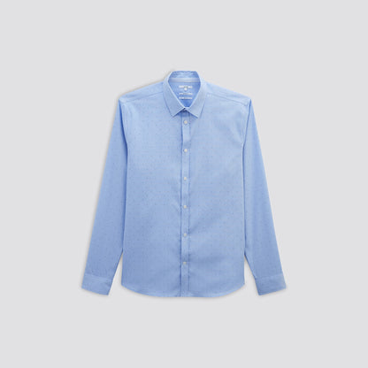 Chemise slim sans repassage imprimé micro géo coton