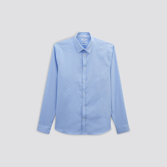 Chemise slim sans repassage imprimé micro géo coton