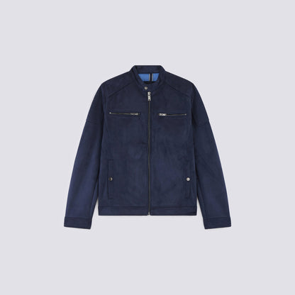 Blouson suédine col montant