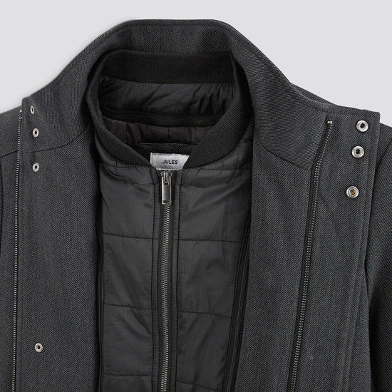 Manteau zippé col montant