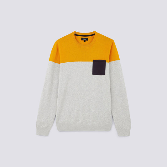 Pull jersey colorblock poche