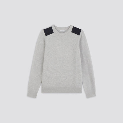 Pull col rond - patchs épaules