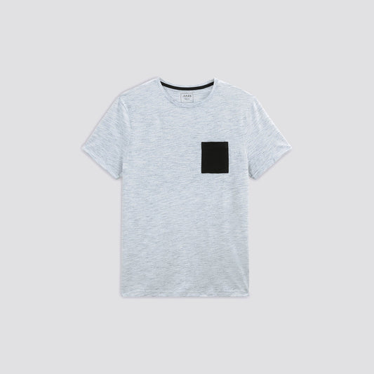 Tee-shirt matière fantaisie poche contra