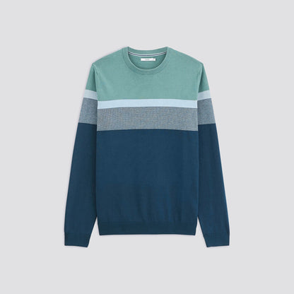 Pull color block tricolore jeu de points