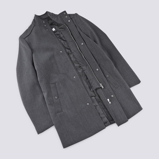 Manteau zippé col montant