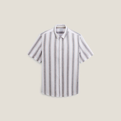 Chemisette regular rayures coton lin