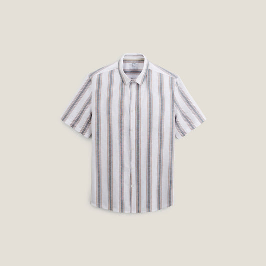 Chemisette regular rayures coton lin