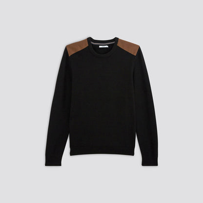 Pull col rond patch épaules