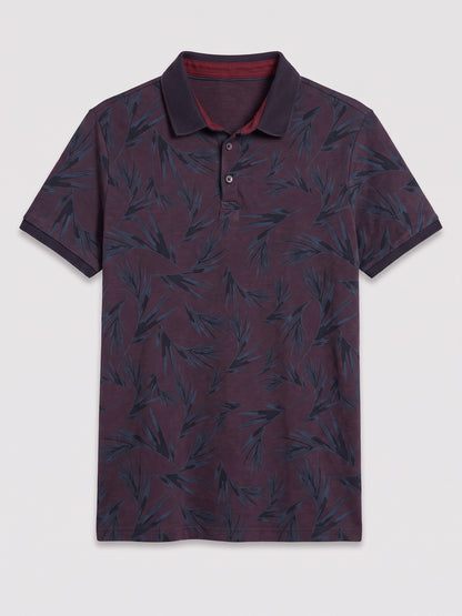 Polo manche courte imprimé feuilles