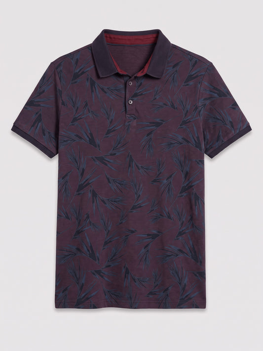Polo manche courte imprimé feuilles