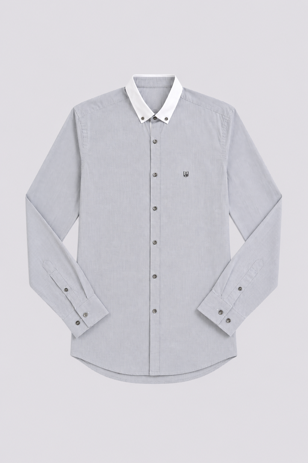 Chemise unie bleu clair col blanc T2