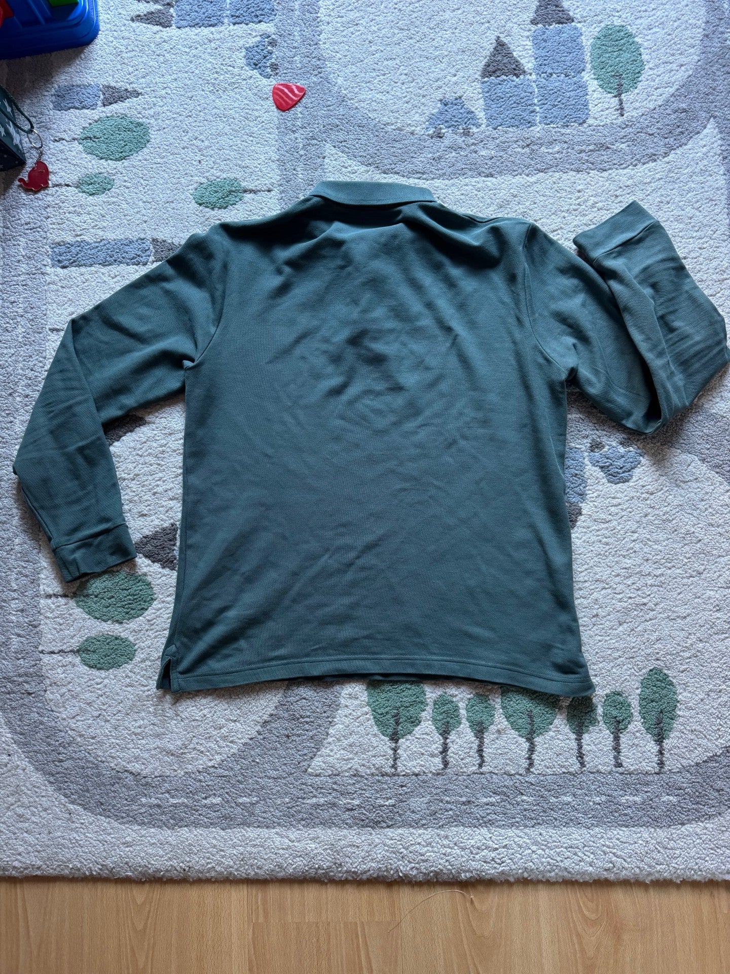 Polo manches longues piqué uni - Vert taille M