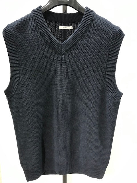 Pull col v sans manches relax - Bleu moyen