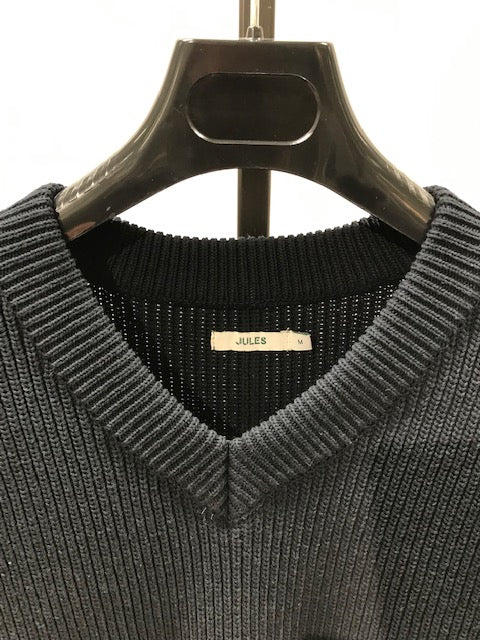 Pull col v sans manches relax - Bleu moyen