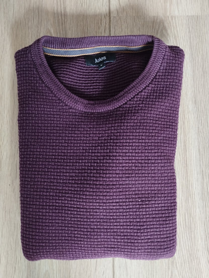 Pull col rond fantaisie (Bordeaux)