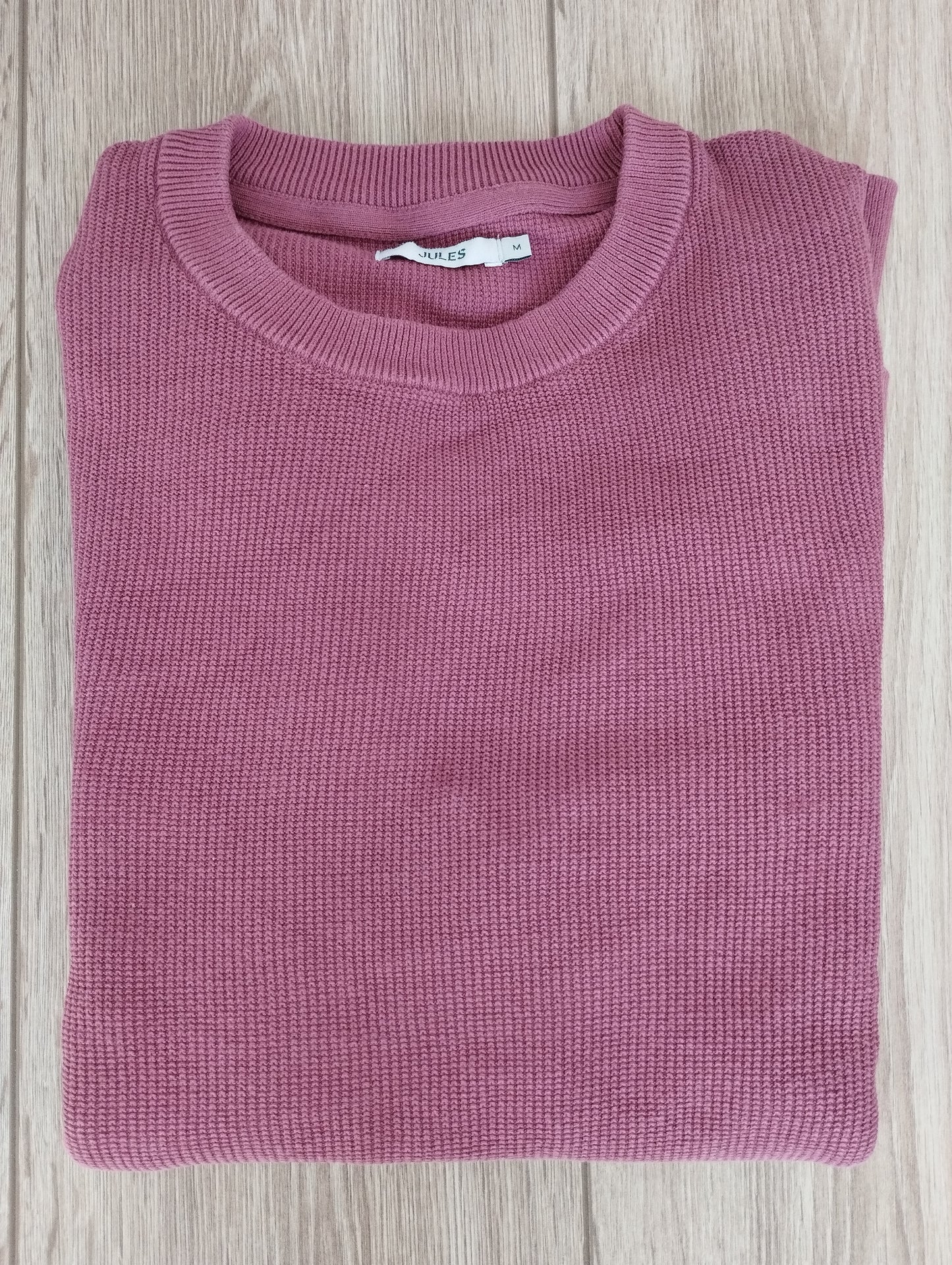 Pull col rond jeux de points fantaisie (rose)