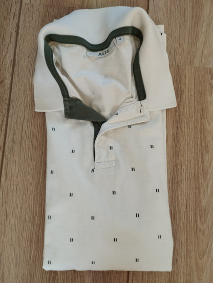 Polo blanc/écru à motifs