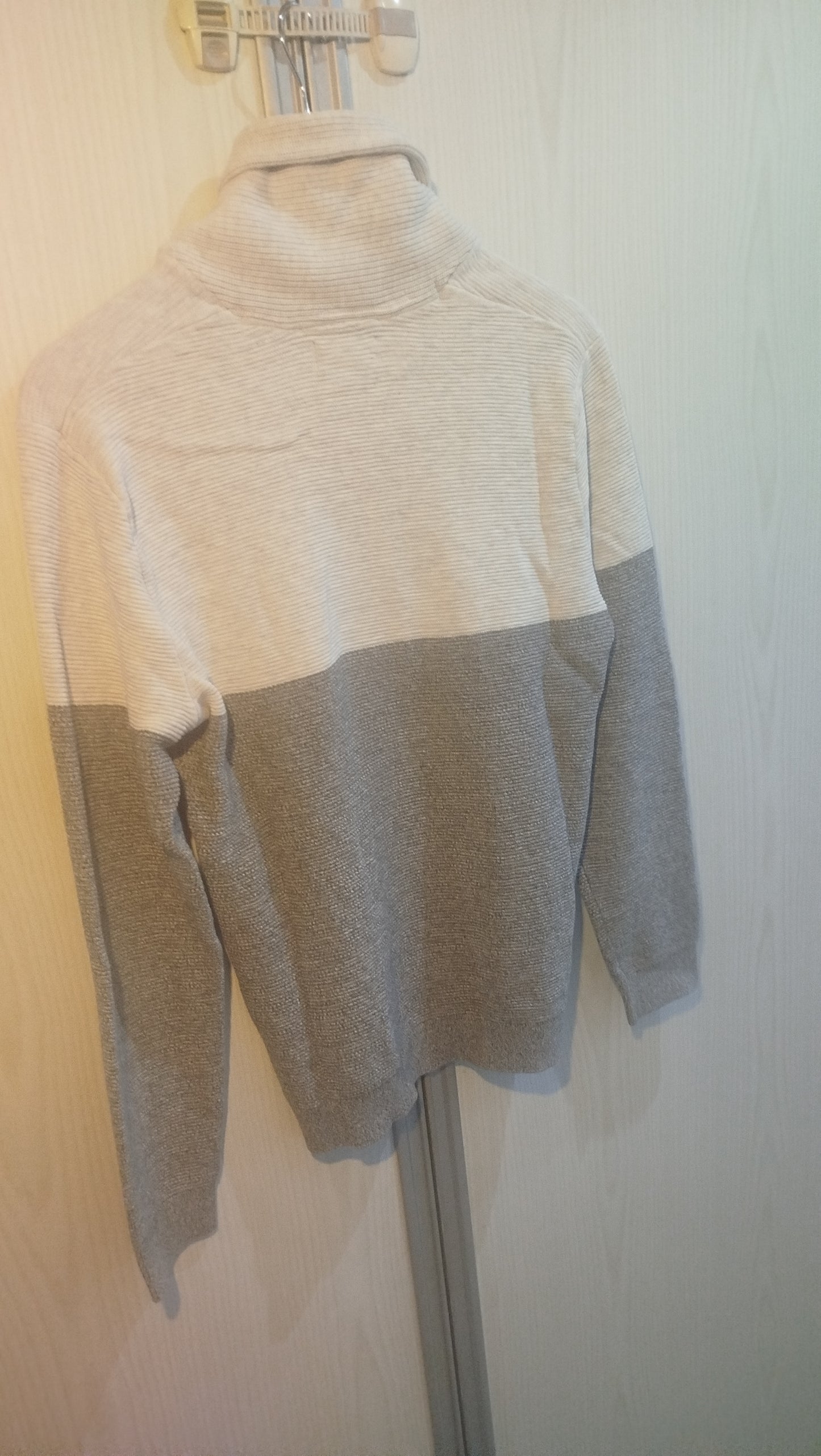 Pull col châle colorblock maille piquée