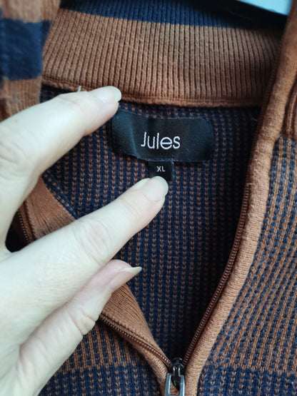 Pull col montant zippé rayé en maille fa