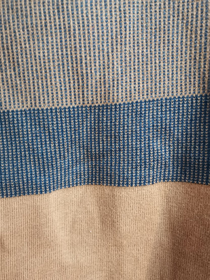 Pull col montant zippé rayé en maille fa