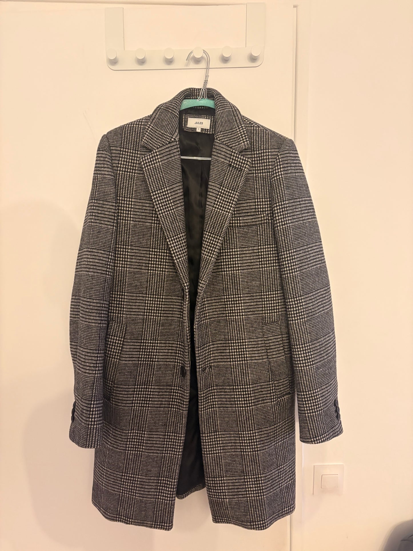 Manteau carreaux - Gris clair