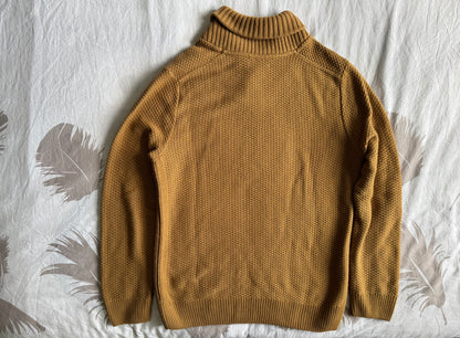 Pull à col châle moutarde