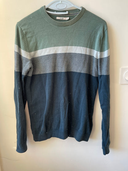 Pull color block tricolore jeu de points