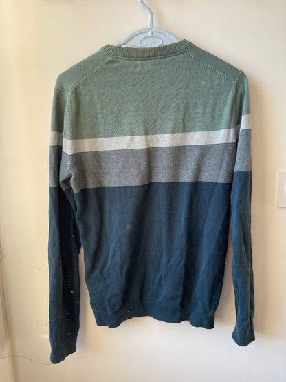 Pull color block tricolore jeu de points