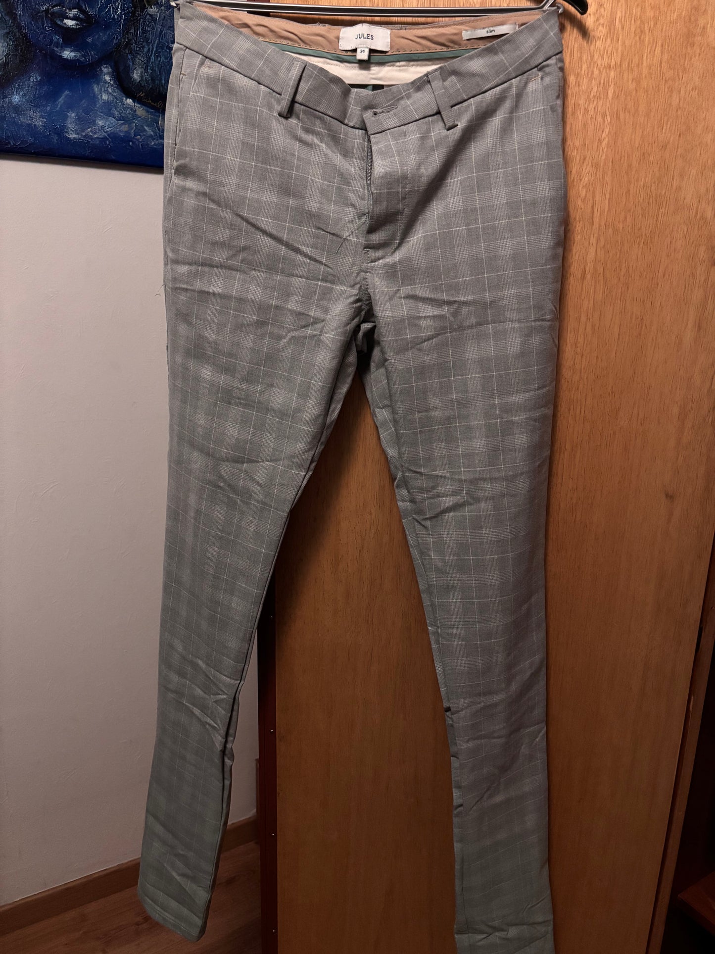 Pantalon chino slim carreaux pied de poule