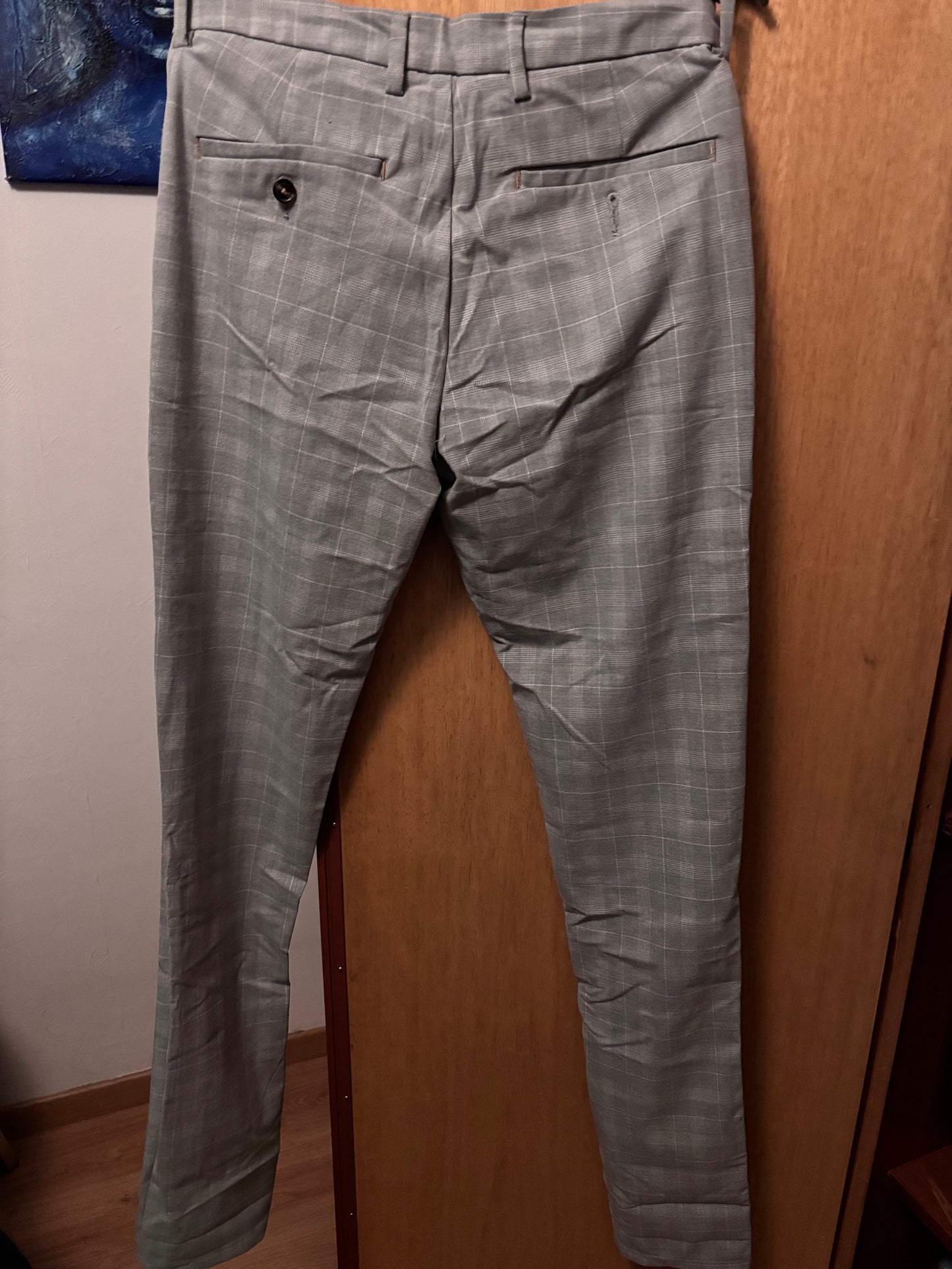 Pantalon chino slim carreaux pied de poule