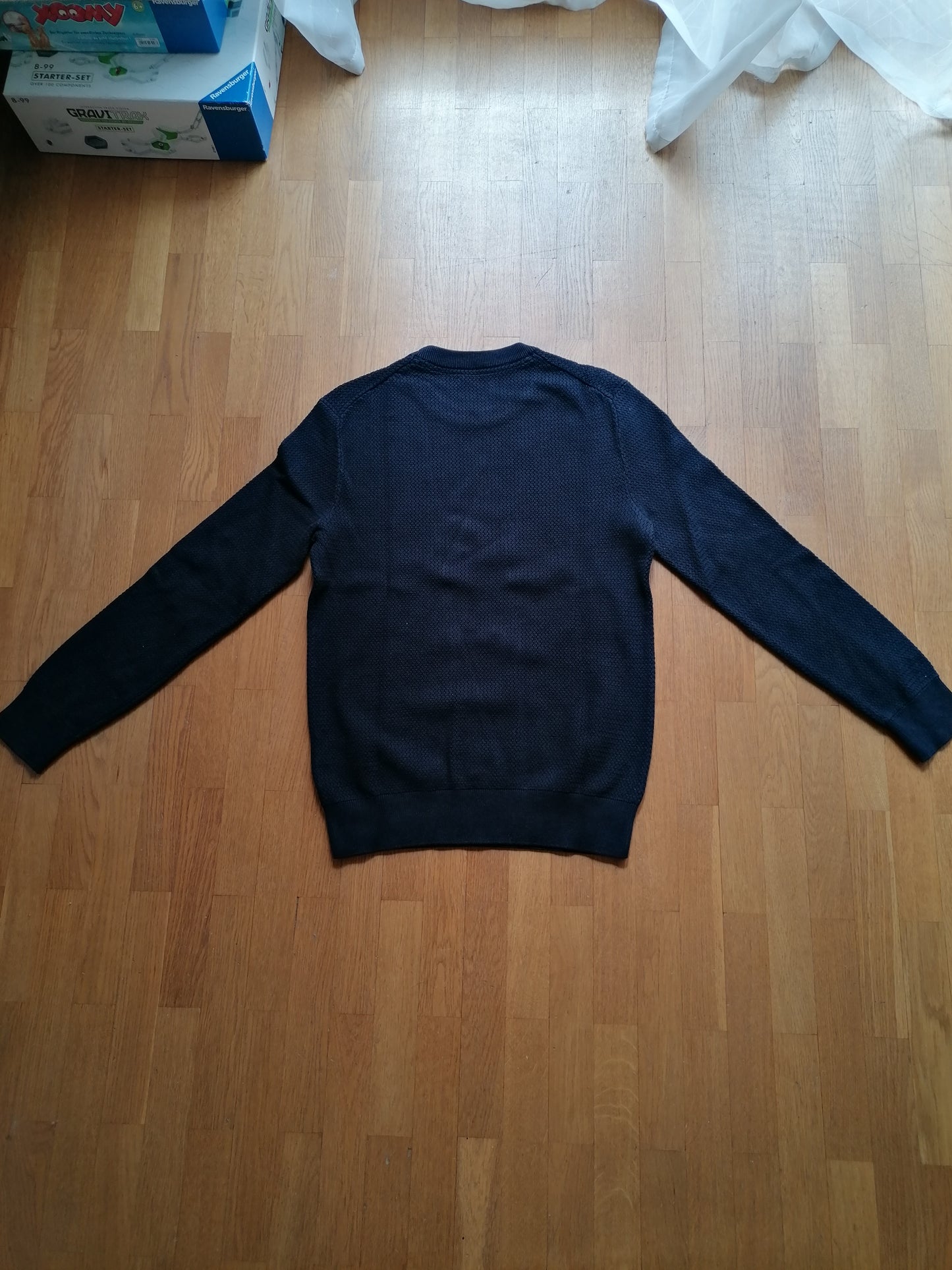 Pull col rond coton point fantaisie