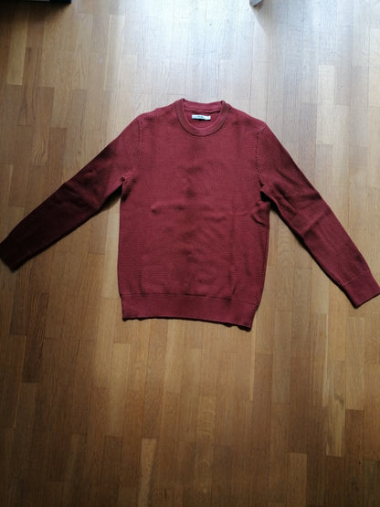 Pull col rond coton point fantaisie