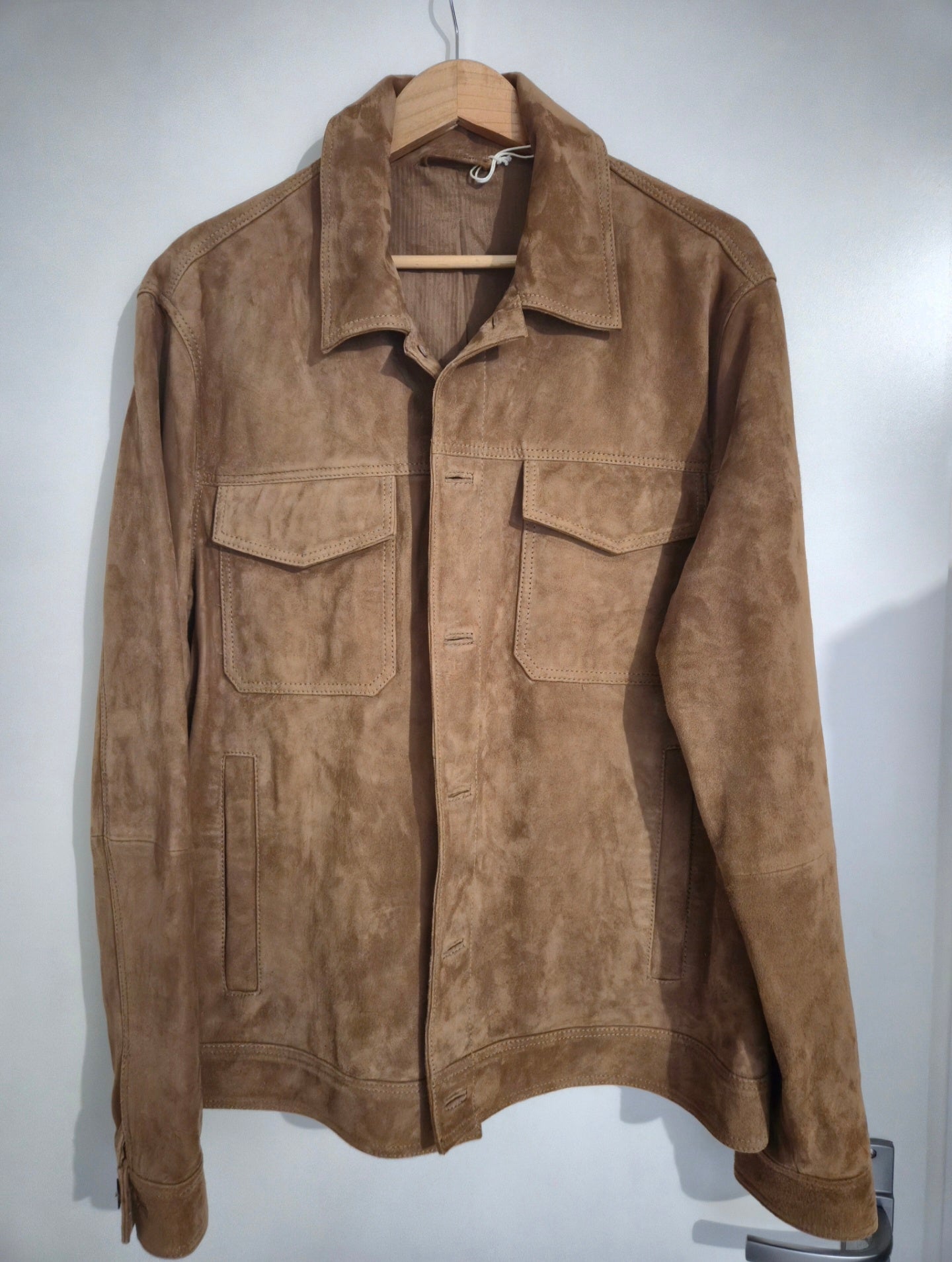 Blouson en cuir col chemise