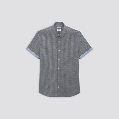 Chemisette slim micro imprimé geo coton