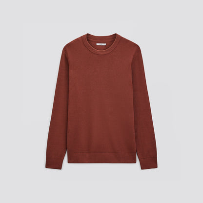 Pull col rond coton point fantaisie