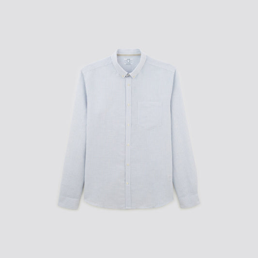 Chemise regular rayures coton lin