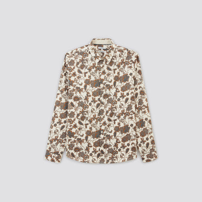 Chemise regular imprimé fleurs coton
