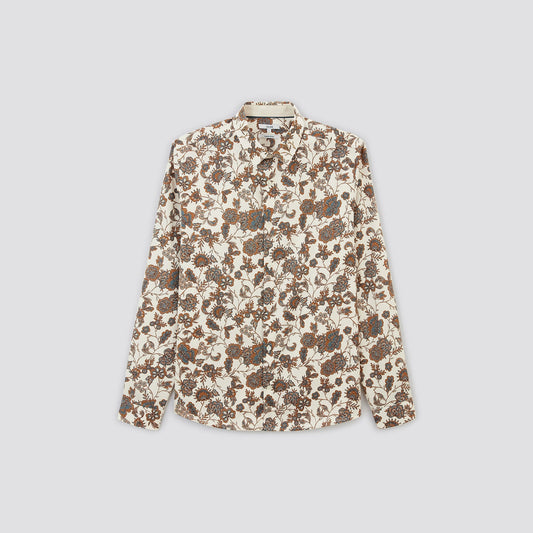 Chemise regular imprimé fleurs coton