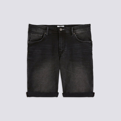 Bermuda 5 poches denim noir lavé