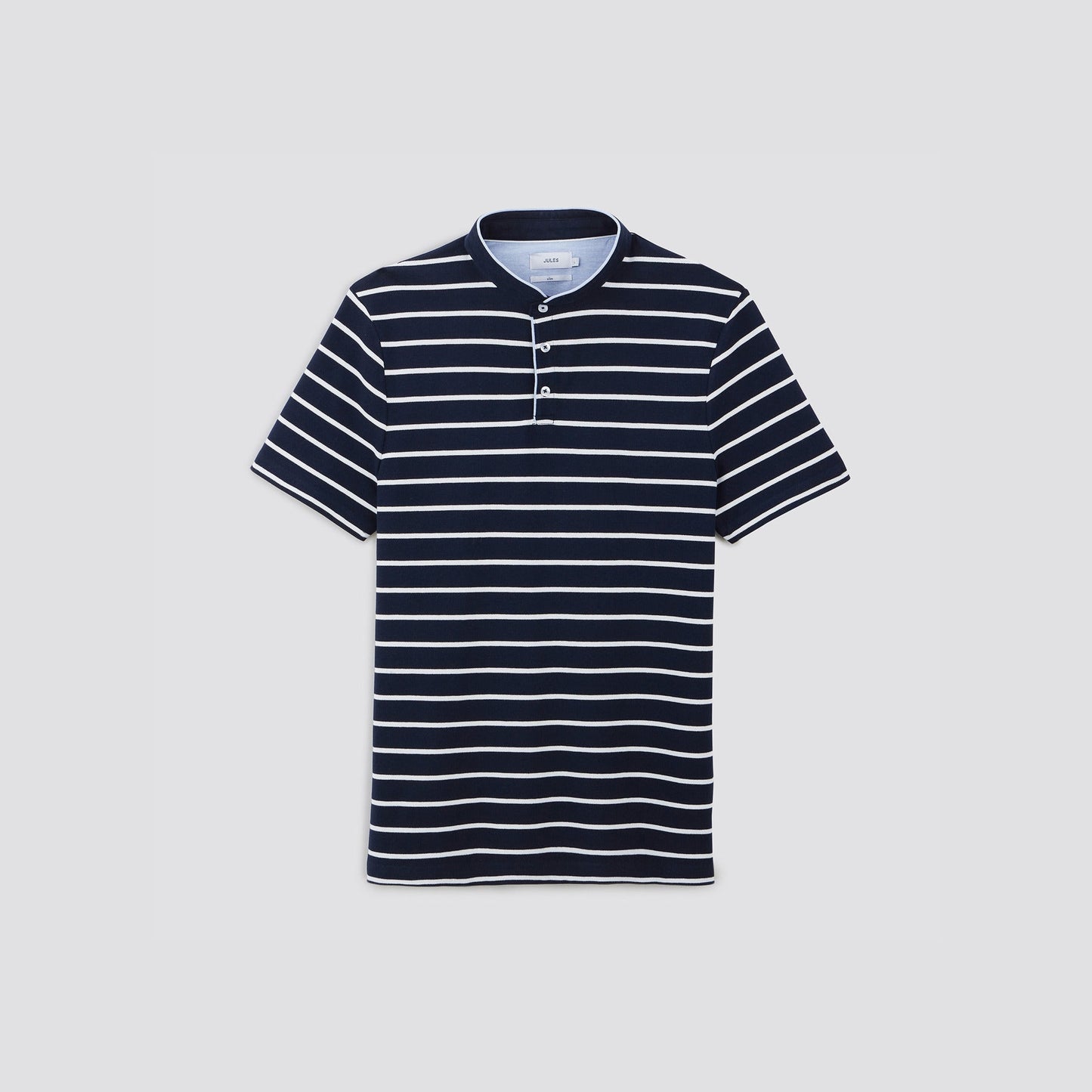 Polo manches courtes marinière col mao