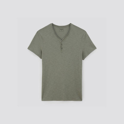 Tee shirt col tunisien matière flammée