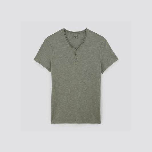 Tee shirt col tunisien matière flammée