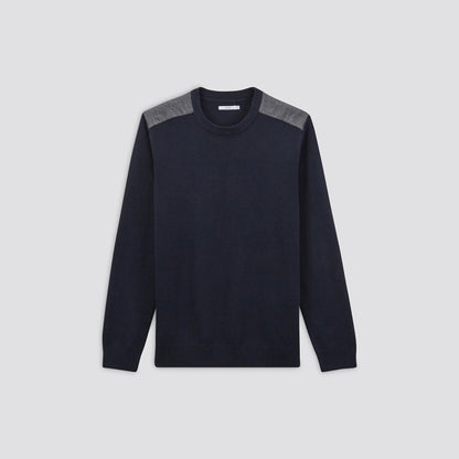 Pull à col rond et patch épaule
