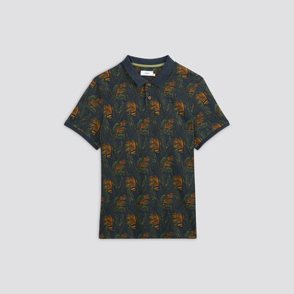 Polo en jersey imprimé tropical