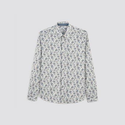 Chemise slim imprimé fleur coton biologique