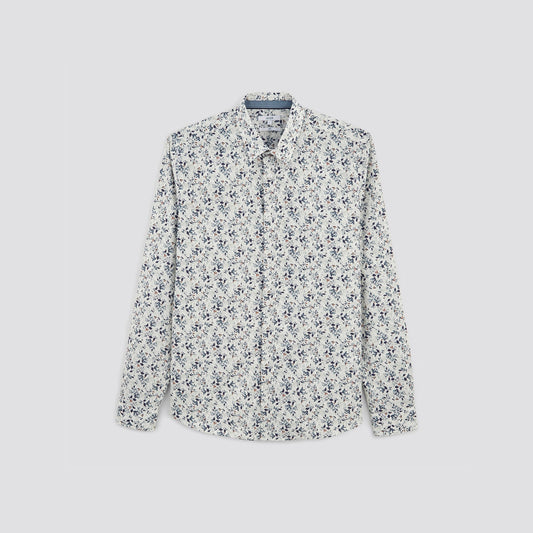 Chemise slim imprimé fleur coton biologique