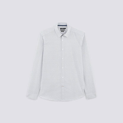 Chemise slim motif géométrique coton