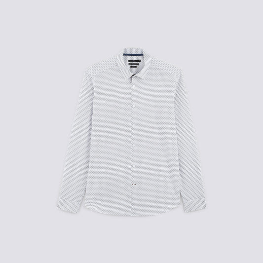 Chemise slim motif géométrique coton
